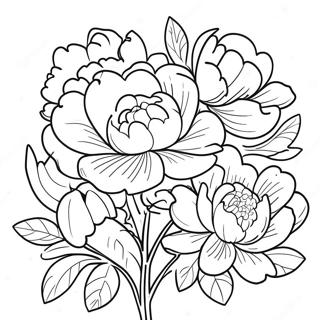 Beautiful Peony Bouquet Coloring Page 39898-33102