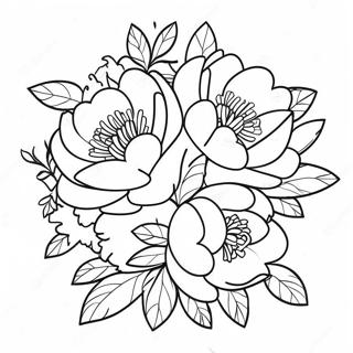 Beautiful Peony Bouquet Coloring Page 39898-33103