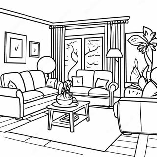 Cozy Living Room Interior Coloring Page 39968-33142