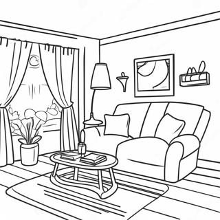 Cozy Living Room Interior Coloring Page 39968-33143