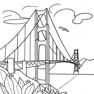 Golden Gate Bridge At Sunset Coloring Page 40098-33257