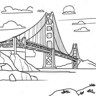 Golden Gate Bridge At Sunset Coloring Page 40098-33259