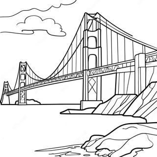 Golden Gate Bridge At Sunset Coloring Page 40098-33260