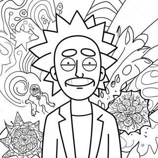 Rick Sanchez With Psychedelic Patterns Coloring Page 40138-33298