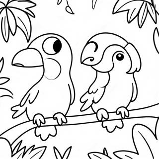 Colorful Parrots In The Rainforest Coloring Page 40248-33374