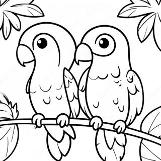 Colorful Parrots In The Rainforest Coloring Page 40248-33375