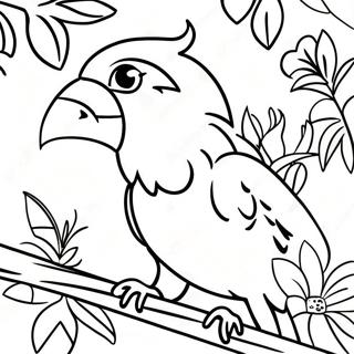 Colorful Parrots In The Rainforest Coloring Page 40248-33376