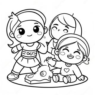 Multicultural Kids Playing Together Coloring Page 40267-33390