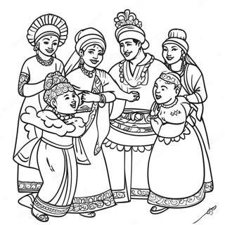 Diverse Cultures Celebrating Festival Coloring Page 40268-33395