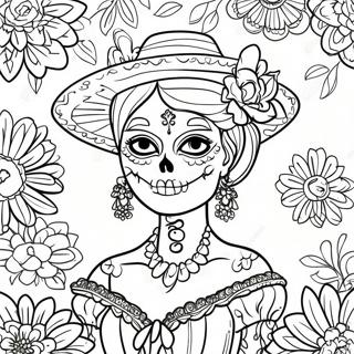 Colorful Day Of The Dead Catrina Coloring Page 402-321