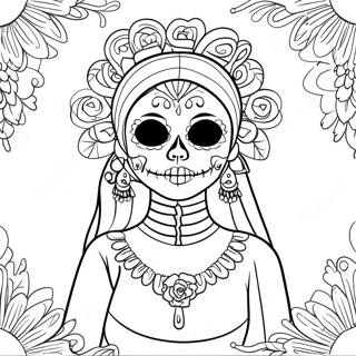 Colorful Day Of The Dead Catrina Coloring Page 402-323