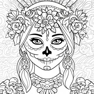 Colorful Day Of The Dead Catrina Coloring Page 402-324