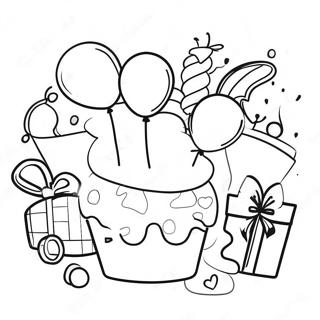 Colorful Birthday Party Scene Coloring Page 40318-33430