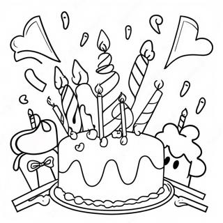 Colorful Birthday Party Scene Coloring Page 40318-33431