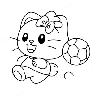 Hello Kitty Kicking The Ball Coloring Page 40348-33447