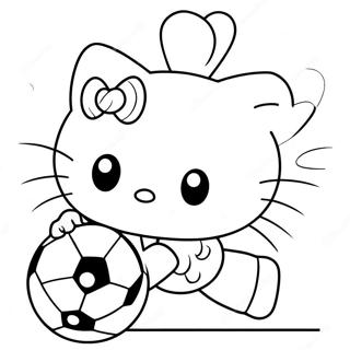 Hello Kitty Kicking The Ball Coloring Page 40348-33448