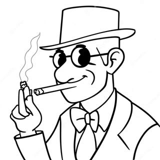 Cartoon Character Smoking Cigarette Coloring Page 40358-33464