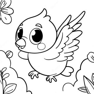 Cute Tweety Bird Flying Coloring Page 4051-3272