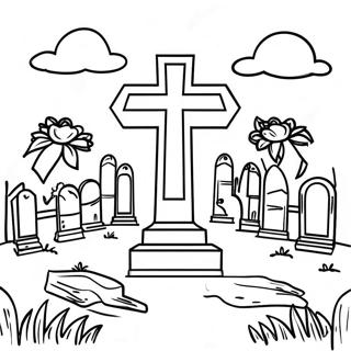 Graveyard Scene Coloring Page 40578-33636