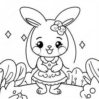 Cute Anime Bunny Girl In A Floral Dress Coloring Page 40598-33639