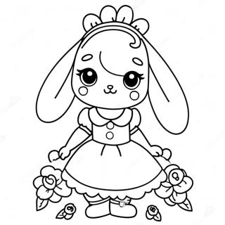 Cute Anime Bunny Girl In A Floral Dress Coloring Page 40598-33640