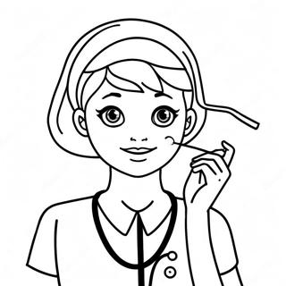 Nurse With Stethoscope Coloring Page 40637-33683