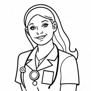 Nurse With Stethoscope Coloring Page 40637-33684