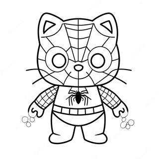 Spiderman Hello Kitty Coloring Pages