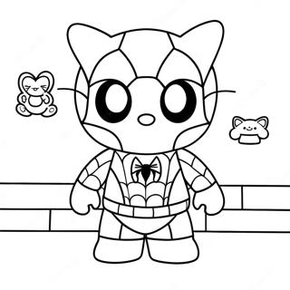 Spiderman Hello Kitty Coloring Page 40698-33727