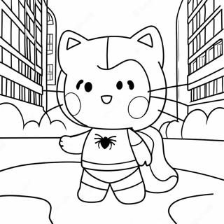 Cute Spiderman Hello Kitty Coloring Page 40699-33723