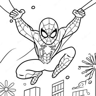 Spider Man Swinging Through Snowflakes Coloring Page 40729-33737