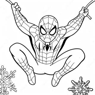 Spider Man Swinging Through Snowflakes Coloring Page 40729-33738