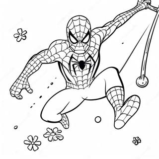 Spider Man Swinging Through Snowflakes Coloring Page 40729-33739