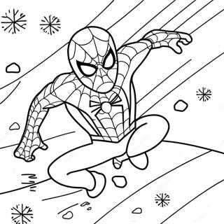 Spider Man Swinging Through Snowflakes Coloring Page 40729-33740