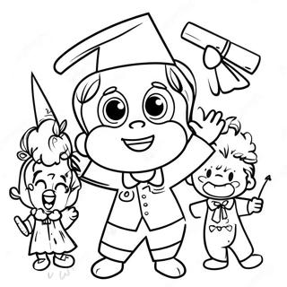 Happy Preschool Graduation Celebration Coloring Page 40819-33809