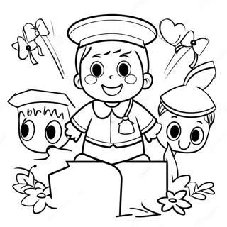 Happy Preschool Graduation Celebration Coloring Page 40819-33810