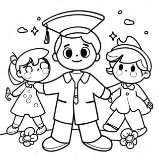 Happy Preschool Graduation Celebration Coloring Page 40819-33812