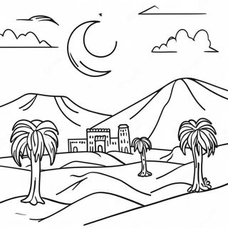 Morocco Desert Landscape Coloring Page 40889-33866