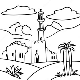 Morocco Desert Landscape Coloring Page 40889-33868