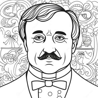 Mysterious Edgar Allan Poe Portrait Coloring Page 40949-33903