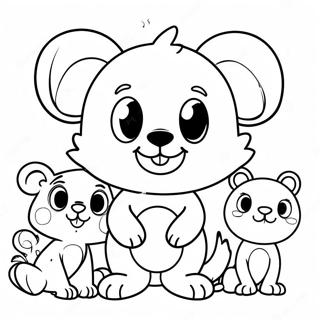 Colorful 80s Cartoon Animals Coloring Page 40999-34054