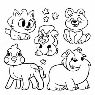 Colorful 80s Cartoon Animals Coloring Page 40999-34056