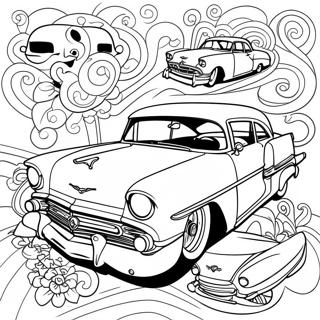 Chicano Art With Classic Cars Coloring Page 41009-33958