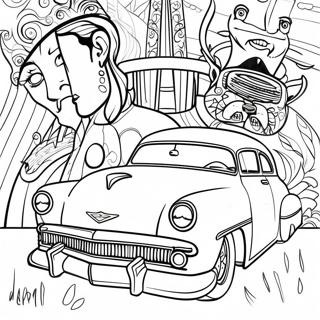 Chicano Art With Classic Cars Coloring Page 41009-33959