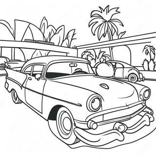 Chicano Art With Classic Cars Coloring Page 41009-34065