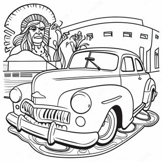 Chicano Art With Classic Cars Coloring Page 41009-34066