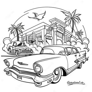 Chicano Art With Classic Cars Coloring Page 41009-34068