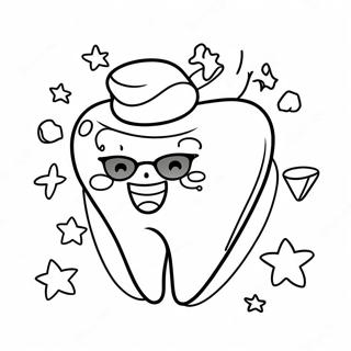 Happy Tooth With Sunglasses Coloring Page 4111-3317