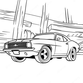 Classic Muscle Car In Action Coloring Page 41129-34168