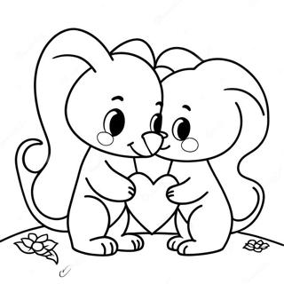 Valentines Animal Coloring Page 41138-34164